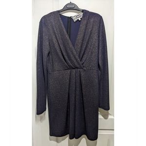 Pink Martini | Long Sleeve Wrap Front Dress in Aubergine Shimmer